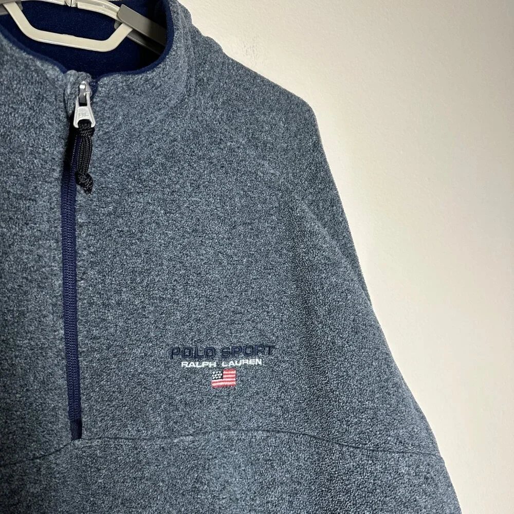 VTG Polo Sport Ralph Lauren Quarter Fleece Sweatshirt Mens Size XXL Y2K Pullover